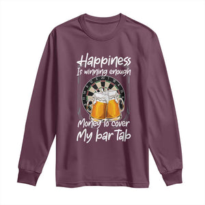 Bar Tab Darts Player Gift Long Sleeve Shirt Winning Money To Cover My Bar Tab TS12 Maroon Print Your Wear