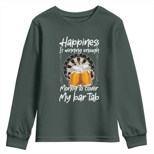 Bar Tab Darts Player Gift Youth Sweatshirt Winning Money To Cover My Bar Tab TS12 Dark Forest Green Print Your Wear