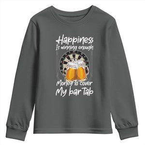 Bar Tab Darts Player Gift Youth Sweatshirt Winning Money To Cover My Bar Tab TS12 Dark Heather Print Your Wear