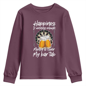 Bar Tab Darts Player Gift Youth Sweatshirt Winning Money To Cover My Bar Tab TS12 Maroon Print Your Wear