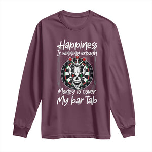 Darts Lover Drinking Game Long Sleeve Shirt Winning Money To Cover My Bar Tab TS12 Maroon Print Your Wear