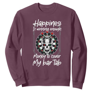 Darts Lover Drinking Game Sweatshirt Winning Money To Cover My Bar Tab TS12 Maroon Print Your Wear