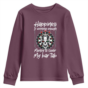 Darts Lover Drinking Game Youth Sweatshirt Winning Money To Cover My Bar Tab TS12 Maroon Print Your Wear