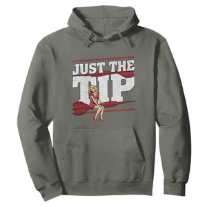Funny Darts Player Gift Hoodie Just The Tip TS12 Military Green Print Your Wear