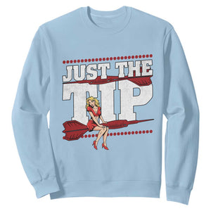 Funny Darts Player Gift Sweatshirt Just The Tip TS12 Light Blue Print Your Wear