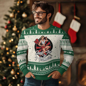 Just The Tip I Promise Ugly Christmas Sweater Sexy Pin Up Girl Dartist Gift TS12 Beige Green Print Your Wear
