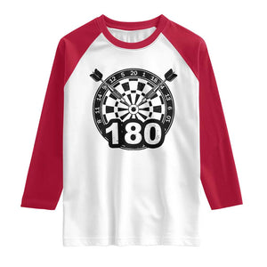 Funny Darts Max 180 Raglan Shirt Dartist Darts Lover Gift TS12 White Red Print Your Wear