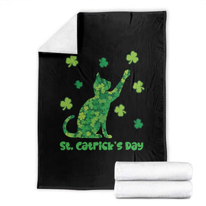 Funny St Catricks Day Throw Blanket Lucky Shamrock Cat Saint Pattys TS12 Black Print Your Wear