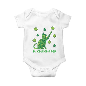 Funny St Catricks Day Baby Onesie Lucky Shamrock Cat Saint Pattys TS12 White Print Your Wear