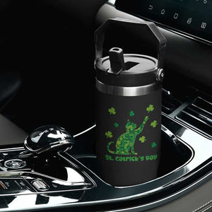 Funny St Catricks Day Flip Straw Tumbler Lucky Shamrock Cat Saint Pattys TS12 Print Your Wear