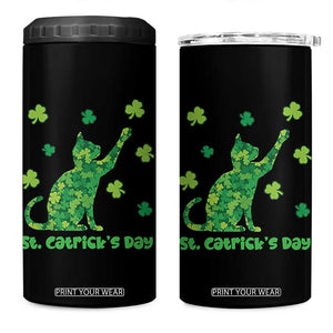 Funny St Catricks Day 4 in 1 Can Cooler Tumbler Lucky Shamrock Cat Saint Pattys TS12 One Size: 16 oz Black Print Your Wear