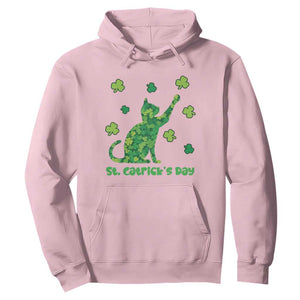 Funny St Catricks Day Hoodie Lucky Shamrock Cat Saint Pattys TS12 Light Pink Print Your Wear