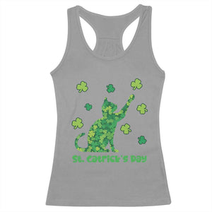 Funny St Catricks Day Racerback Tank Top Lucky Shamrock Cat Saint Pattys TS12 Sport Gray Print Your Wear