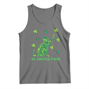 Funny St Catricks Day Tank Top Lucky Shamrock Cat Saint Pattys TS12 Black Heather Print Your Wear
