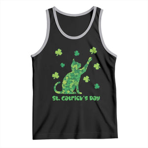 Funny St Catricks Day Tank Top Lucky Shamrock Cat Saint Pattys TS12 Black Athletic Heather Print Your Wear