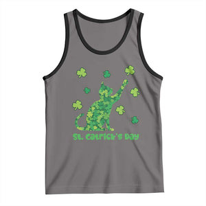 Funny St Catricks Day Tank Top Lucky Shamrock Cat Saint Pattys TS12 Deep Heather Black Print Your Wear