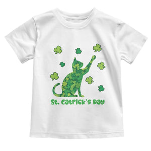 Funny St Catricks Day Toddler T Shirt Lucky Shamrock Cat Saint Pattys TS12 White Print Your Wear