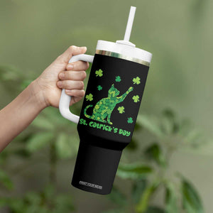 Funny St Catricks Day Tumbler With Handle Lucky Shamrock Cat Saint Pattys TS12 Print Your Wear