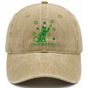 Funny St Catricks Day Washed Cotton Baseball Cap Lucky Shamrock Cat Saint Pattys TS12 Print Your Wear