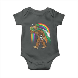 Funny Bigfoot Drinking Beer Baby Onesie St Patricks Day Soccer Lover TS12 Dark Heather Print Your Wear