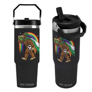 Funny Bigfoot Drinking Beer Flip Straw Tumbler St Patricks Day Soccer Lover TS12 One Size: 30 oz Black Print Your Wear