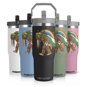 Funny Bigfoot Drinking Beer Flip Straw Tumbler St Patricks Day Soccer Lover TS12 Print Your Wear