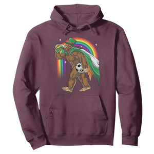 Funny Bigfoot Drinking Beer Hoodie St Patricks Day Soccer Lover TS12 Maroon Print Your Wear