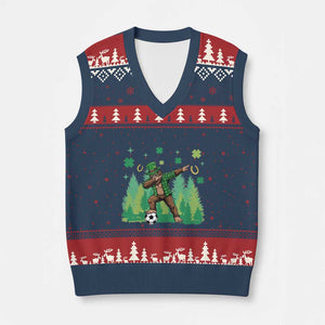 Lucky Sasquatch Soccer Player V-Neck Knit Sweater Vest Funny St Patricks Day Gift TS12 Navy Red Print Your Wear