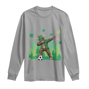 Lucky Sasquatch Soccer Player Long Sleeve Shirt Funny St Patricks Day Gift TS12 Sport Gray Print Your Wear