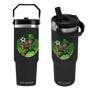 Funny Bigfoot Playing Soccer Flip Straw Tumbler St Patricks Day TS12 One Size: 30 oz Black Print Your Wear