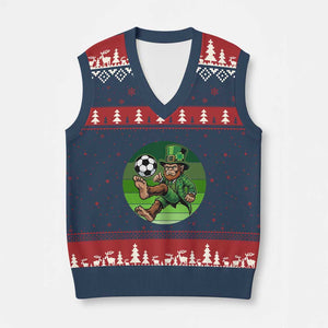 Funny Bigfoot Playing Soccer V-Neck Knit Sweater Vest St Patricks Day TS12 Navy Red Print Your Wear