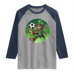 Funny Bigfoot Playing Soccer Raglan Shirt St Patricks Day TS12 Sport Gray Navy Print Your Wear