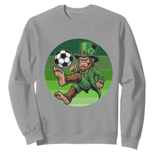 Funny Bigfoot Playing Soccer Sweatshirt St Patricks Day TS12 Sport Gray Print Your Wear