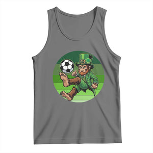Funny Bigfoot Playing Soccer Tank Top St Patricks Day TS12 Black Heather Print Your Wear