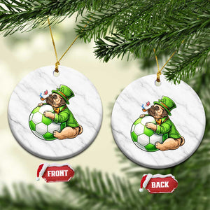Lucky Pug Soccer Lover Ceramic Ornament St Paddys Day Irish Football Gift TS12 1pc White Marble Print Your Wear