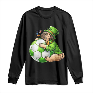 Lucky Pug Soccer Lover Long Sleeve Shirt St Paddys Day Irish Football Gift TS12 Black Print Your Wear