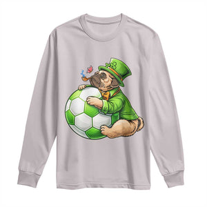 Lucky Pug Soccer Lover Long Sleeve Shirt St Paddys Day Irish Football Gift TS12 Ice Gray Print Your Wear
