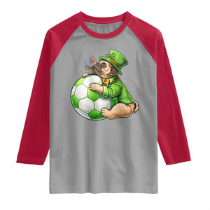Lucky Pug Soccer Lover Raglan Shirt St Paddys Day Irish Football Gift TS12 Sport Gray Red Print Your Wear