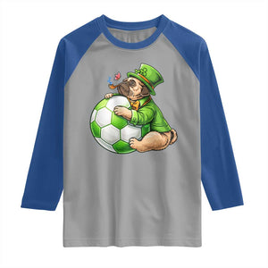 Lucky Pug Soccer Lover Raglan Shirt St Paddys Day Irish Football Gift TS12 Sport Gray Royal Print Your Wear