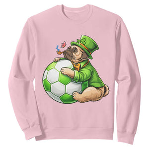 Lucky Pug Soccer Lover Sweatshirt St Paddys Day Irish Football Gift TS12 Light Pink Print Your Wear