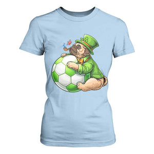 Lucky Pug Soccer Lover T Shirt For Women St Paddys Day Irish Football Gift TS12 Light Blue Print Your Wear