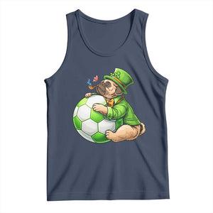 Lucky Pug Soccer Lover Tank Top St Paddys Day Irish Football Gift TS12 Navy Print Your Wear