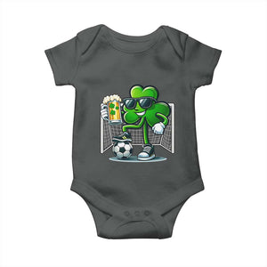 Funny Irish Shamrock Dabbing Soccer Baby Onesie St Patricks Day TS12 Dark Heather Print Your Wear