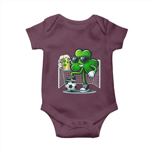 Funny Irish Shamrock Dabbing Soccer Baby Onesie St Patricks Day TS12 Maroon Print Your Wear