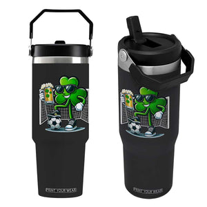 Funny Irish Shamrock Dabbing Soccer Flip Straw Tumbler St Patricks Day TS12 One Size: 30 oz Black Print Your Wear