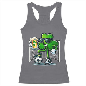 Funny Irish Shamrock Dabbing Soccer Racerback Tank Top St Patricks Day TS12 Charcoal Print Your Wear