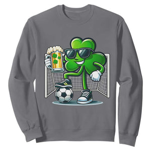 Funny Irish Shamrock Dabbing Soccer Sweatshirt St Patricks Day TS12 Charcoal Print Your Wear