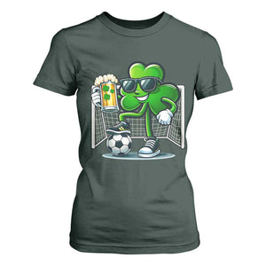 Funny Irish Shamrock Dabbing Soccer T Shirt For Women St Patricks Day TS12 Dark Forest Green Print Your Wear