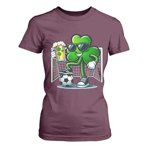 Funny Irish Shamrock Dabbing Soccer T Shirt For Women St Patricks Day TS12 Maroon Print Your Wear