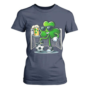 Funny Irish Shamrock Dabbing Soccer T Shirt For Women St Patricks Day TS12 Navy Print Your Wear